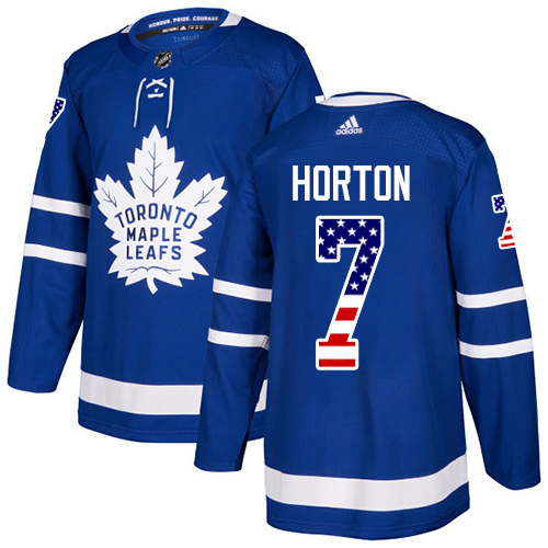 Adidas Maple Leafs #7 Tim Horton Blue Home Authentic USA Flag Stitched NHL Jersey - Click Image to Close